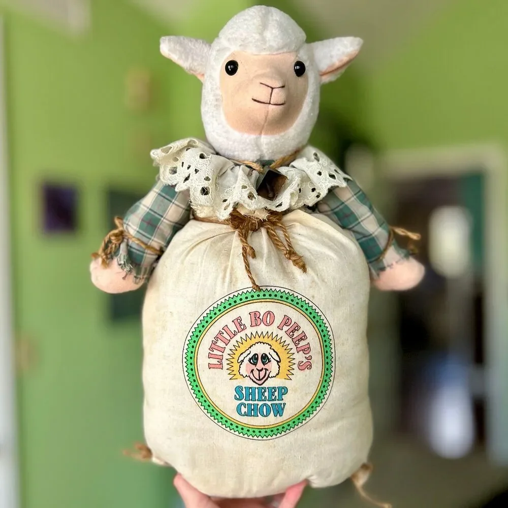 VTG Cottagecore 1994 Little Bo Peep Cattle Bell Collar Sheep Chow Doorstopper - Picture 12 of 12